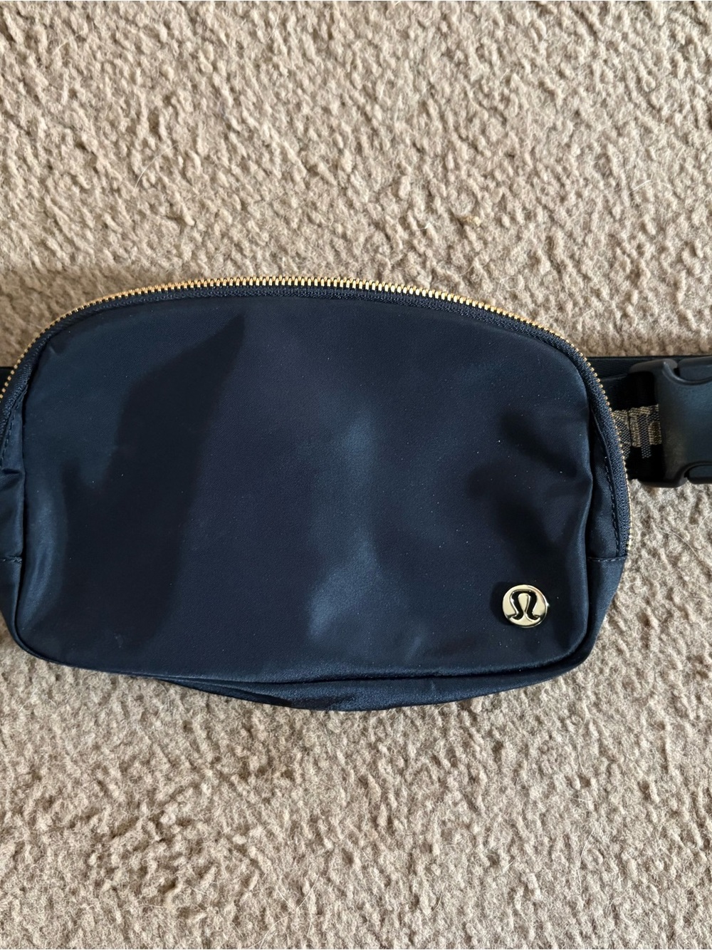 lululemon athletica Black Belt Bag with Gold Hardware